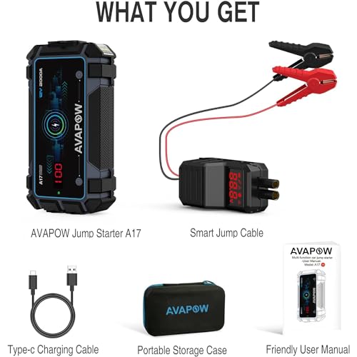 AVAPOW 2000A Peak Car Jump Starter with Wireless Charging