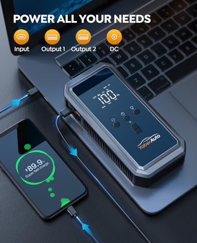 YaberAuto Portable Car Jump Starter with Air Compressor