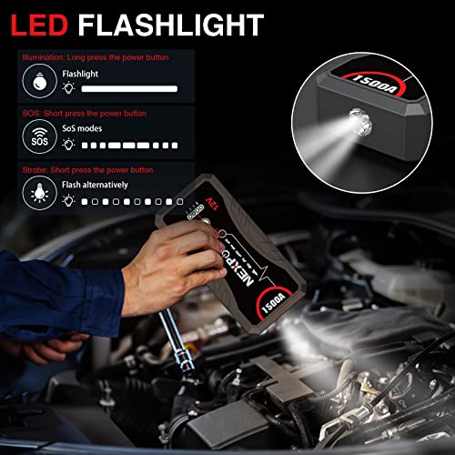 NEXPOW Car Jump Starter 1500A Peak for Trucks
