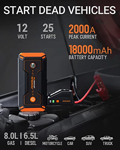 Powrun P-ONE 2000A Portable Jump Starter for Trucks
