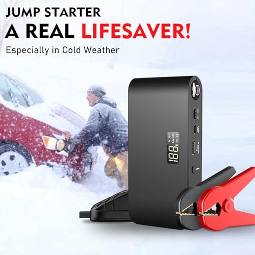Portable 1600A Battery Jump Starter with Jumper Cables