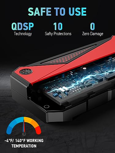 DBPOWER Portable Car Jump Starter 18000mAh - Black/Red