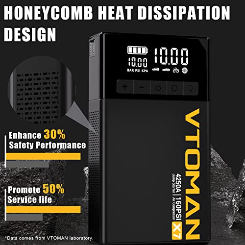 VTOMAN X7 Jump Starter with Air Compressor, 4250A Booster