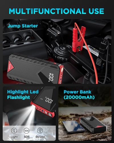SHINEGIANT 2000A Car Jump Starter for Up to 9.0L Gas Diesel