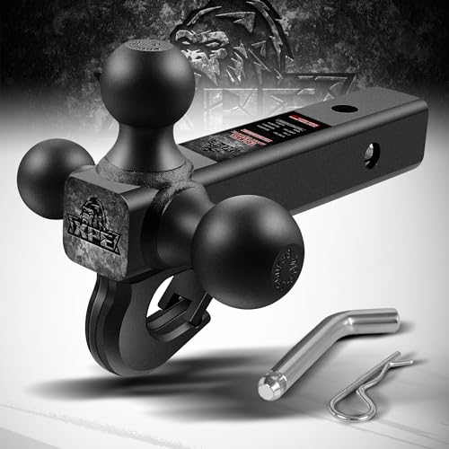 Trailer Hitch Tri Ball Mount with Self-Lock Latch