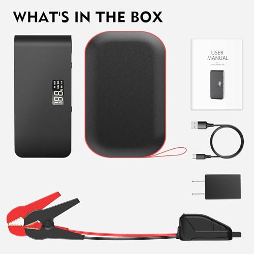 Portable 1600A Battery Jump Starter with Jumper Cables