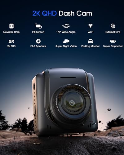 Wi-Fi Dash Cam with GPS, Night Vision, Loop Recording