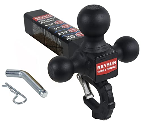 REYSUN Trailer Hitch Tri Ball Mount and Tow Hook