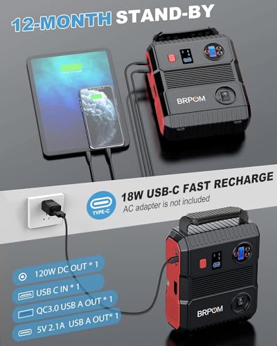 Portable Car Jump Starter with Air Compressor 150PSI