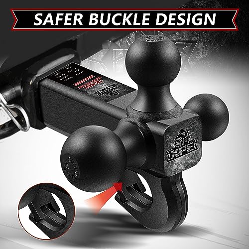 Trailer Hitch Tri Ball Mount with Self-Lock Latch