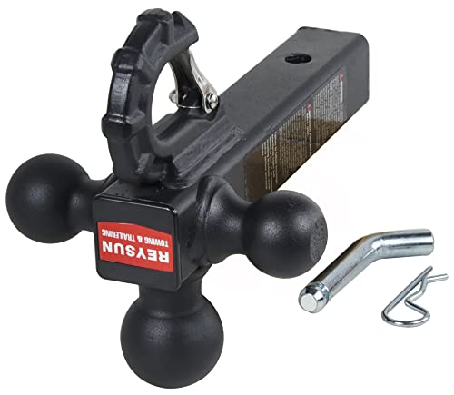 REYSUN Trailer Hitch Tri Ball Mount and Tow Hook
