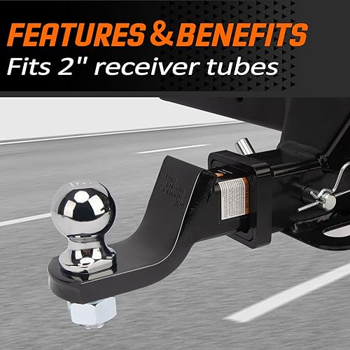 METOWARE 2" Ball Mount with Hitch Pin, 6000lbs Capacity