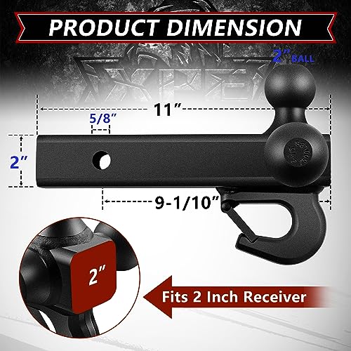 Trailer Hitch Tri Ball Mount with Self-Lock Latch