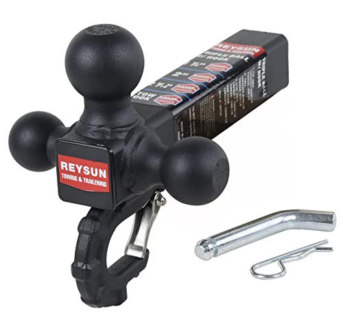 REYSUN Trailer Hitch Tri Ball Mount and Tow Hook