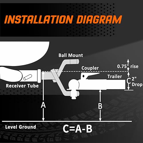 METOWARE 2" Ball Mount with Hitch Pin, 6000lbs Capacity