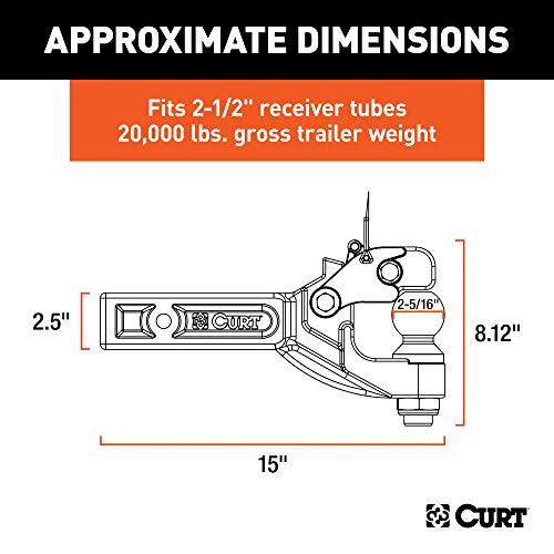 CURT Pintle Hitch w/ 2-5/16" Ball, 2-1/2" Receiver, 20K lbs