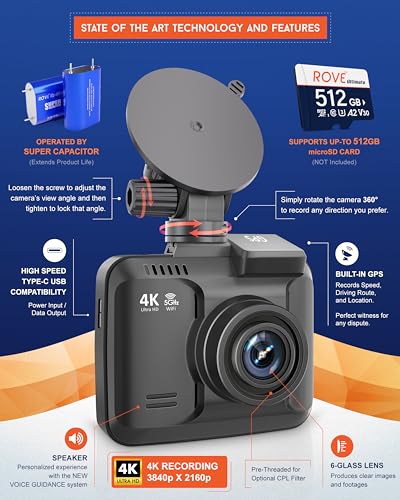 ROVE R2-4K PRO Dash Cam with GPS & WiFi