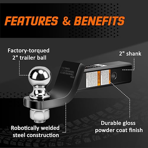 METOWARE 2" Ball Mount with Hitch Pin, 6000lbs Capacity