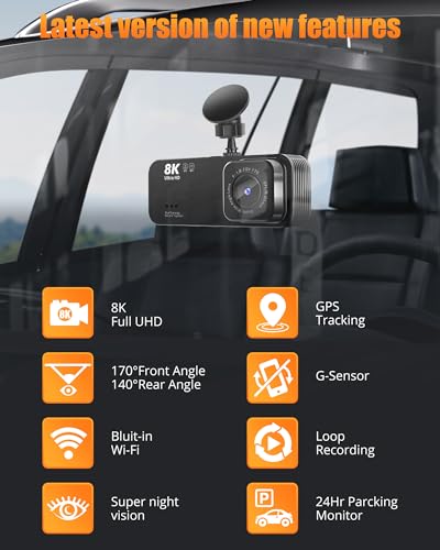 Truck Dash Camera 8K Full UHD Front/Rear Inside