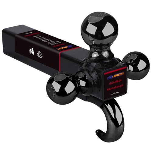 NBJINGYI Trailer Hitch Tri Ball Mount with Hook