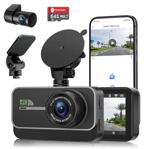4K+1080P Dual WiFi Dash Cam for Trucks, Night Vision