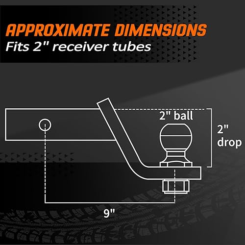 METOWARE 2" Ball Mount with Hitch Pin, 6000lbs Capacity