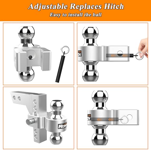 Adjustable Trailer Mount with Two Balls, Aluminum Hitch