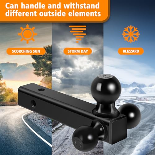 MaxxHaul Triple Ball Mount for Truck Hitch - Black