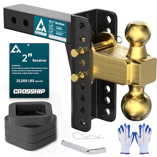 Adjustable Trailer Hitch Ball Mount 2'' Receiver 6Inch Drop/Rise