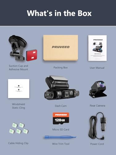 PRUVEEO 4 Channel Dash Cam with GPS/WiFi, 256GB Max