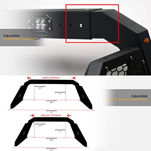 Universal Adjustable Truck Bed Chase Rack with LED Lights