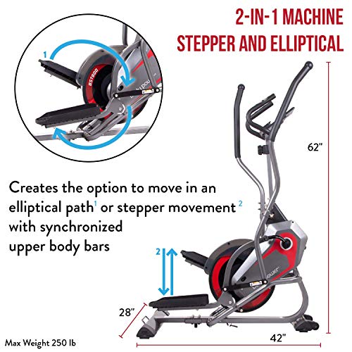 2-in-1 Elliptical & Stair Stepper Trainer with Curve-Crank Technology