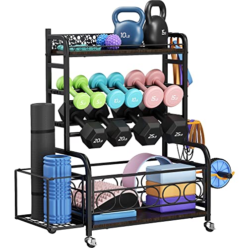 Dumbbell and Weight Storage Rack with Wheels