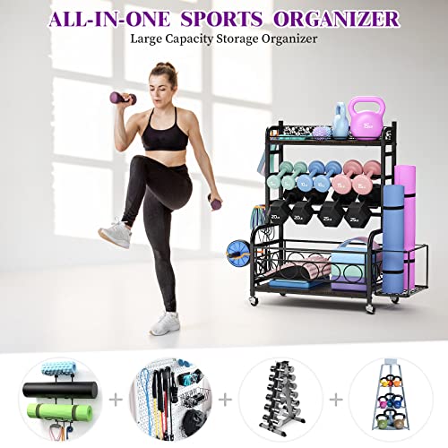 Dumbbell and Weight Storage Rack with Wheels