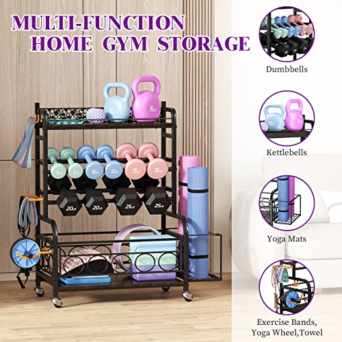 Dumbbell and Weight Storage Rack with Wheels