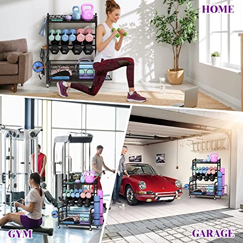 Dumbbell and Weight Storage Rack with Wheels