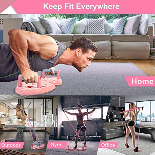 30-in-1 Portable Home Gym System for Body Shaping - Pink