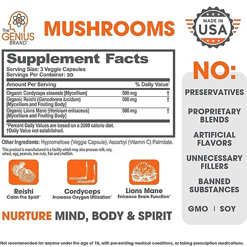 Immune-boosting Mushroom Nootropic Supplement - 90 Pills
