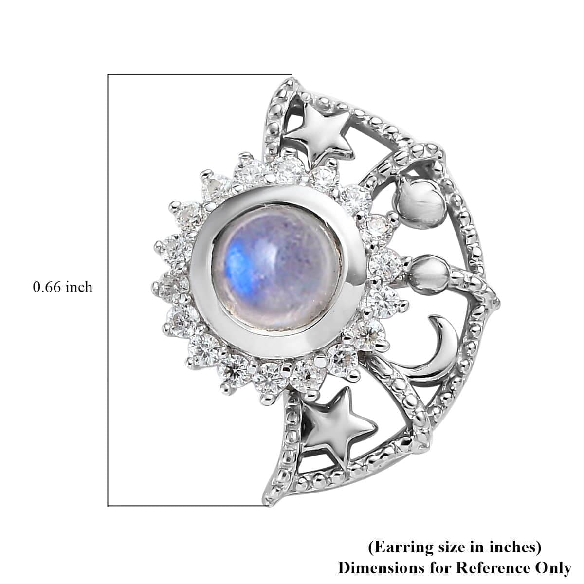 Rainbow Moonstone Moissanite Silver Earrings for Women