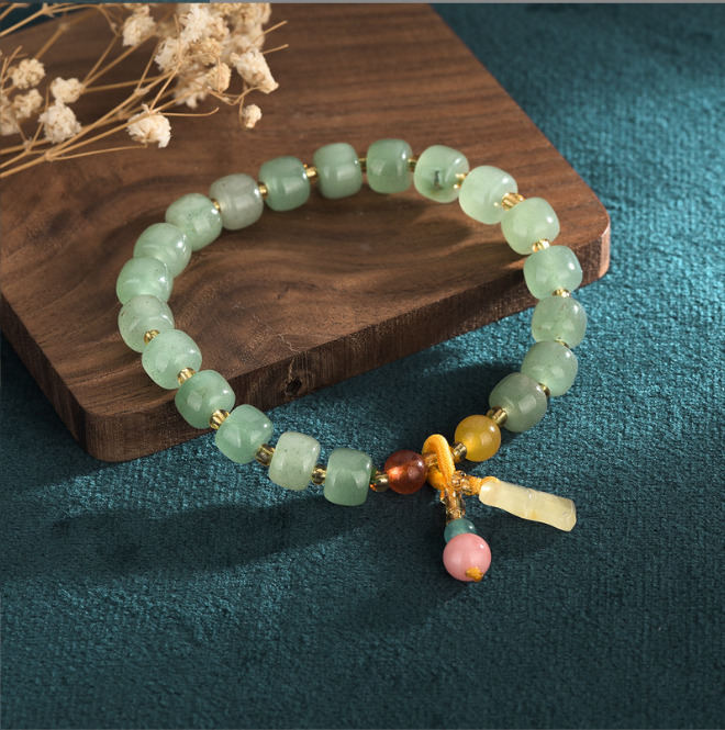 Green Jade Citrine Beads Charm Bracelet Healing Chain