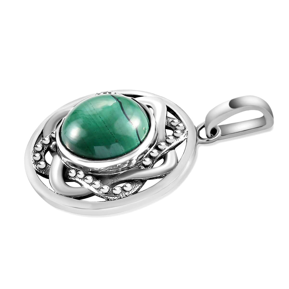 Silver Malachite Pendant Necklace for Women's Birthday Gift