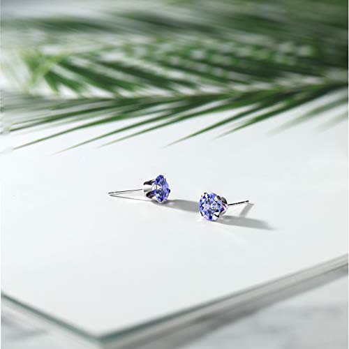 Tanzanite Stud Earrings in 925 Sterling Silver
