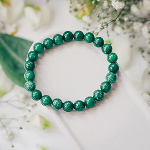 8mm Crystal Vibe Beaded Jade Bracelet - Luck & Wealth