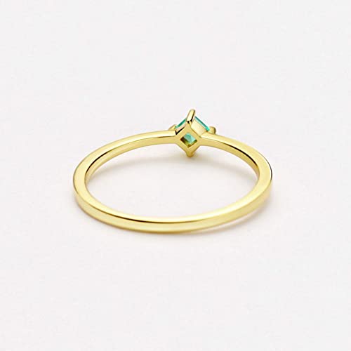 Dainty Emerald Square Cut Gold Plated Sterling Silver Statement Rings
