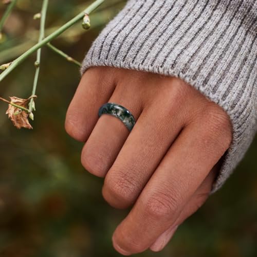 Angol Moss Agate Ring - Unisex Green Gemstone