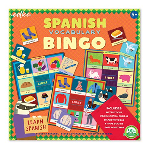 Spanish Bingo Vocabulary Game for Ages 5+ by eeBoo