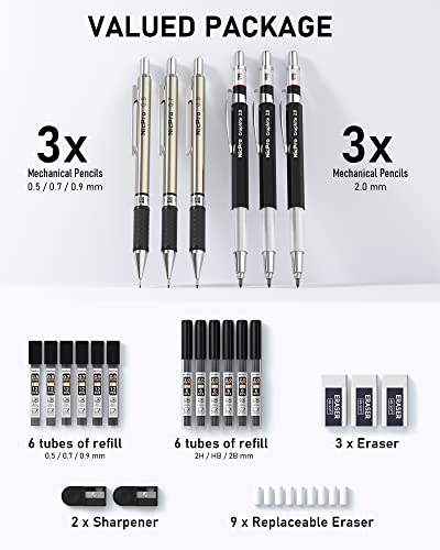 Nicpro 6PCS Mechanical Pencils & Lead Set