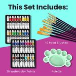 Watercolor Paint Set - 36 Tubes & Brushes