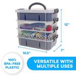 Stackable Art Supply Organizer with Trays - Gray
