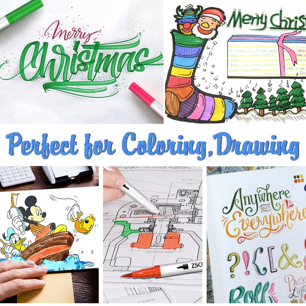 100 Duo Tip Brush Marker Pens - ZSCM